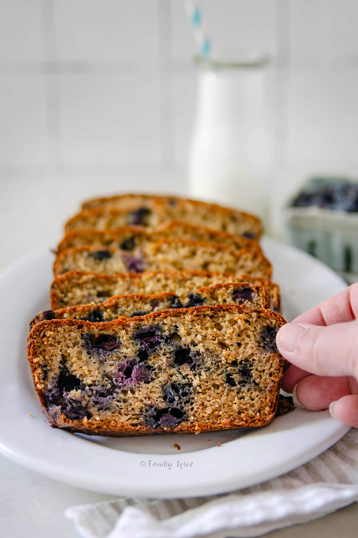 Whole Wheat Banana Bread with Olive Oil and Blueberries