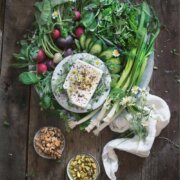Pinterest image for sabzi khordan, Persian herb platter.