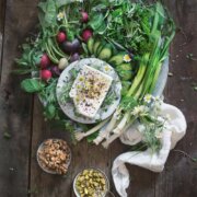 Pinterest image for sabzi khordan, Persian herb platter.