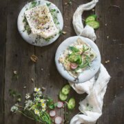 Pinterest image for sabzi khordan, Persian herb platter.
