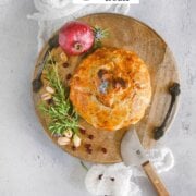 Pinterest image for pomegranate brie en croute.