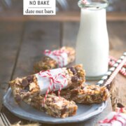 Pinterest image for no bake date nut bars.