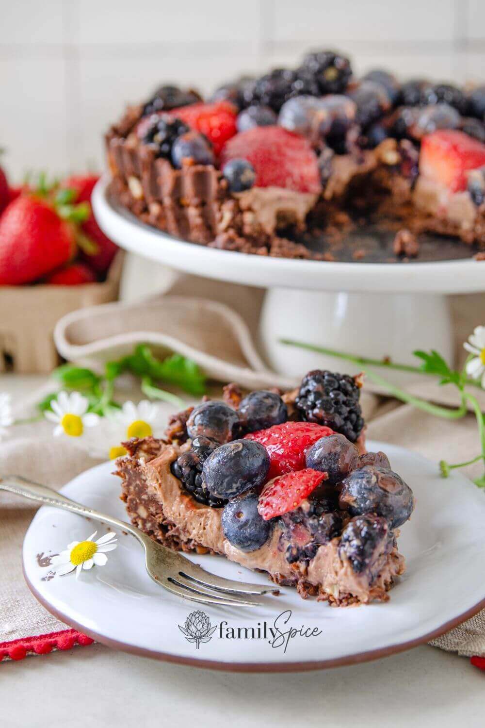 Pinterest image for nutella berry tart.