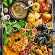 Pinterest image for halloween charcuterie board.