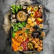 Pinterest image for halloween charcuterie board.