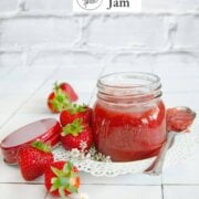 Pinterest image for strawberry rhubarb jam.