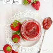 Pinterest image for strawberry rhubarb jam.