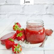 Pinterest image for strawberry rhubarb jam.