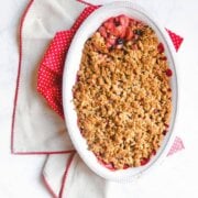 Pinterest image for strawberry rhubarb crisp.