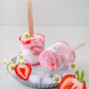 Pinterest image for strawberry rhubarb creamsicles.