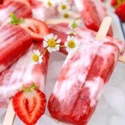 Pinterest image for strawberry rhubarb creamsicles.