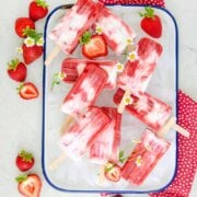 Pinterest image for strawberry rhubarb creamsicles.