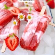 Pinterest image for strawberry rhubarb creamsicles.