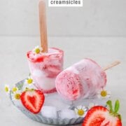 Pinterest image for strawberry rhubarb creamsicles.