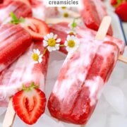 Pinterest image for strawberry rhubarb creamsicles.