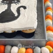 Pinterest image for halloween pull apart cupcake cake.