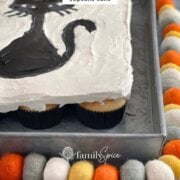 Pinterest image for halloween pull apart cupcake cake.