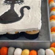 Pinterest image for halloween pull apart cupcake cake.