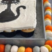 Pinterest image for halloween pull apart cupcake cake.