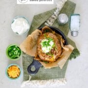 Pinterest image for pulled pork baked potatoes.