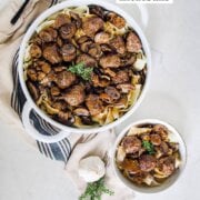 Pinterest image for salisbury steak meatballs.