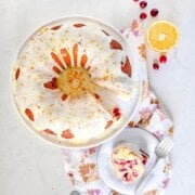 Pinterest image for olive oil orange cranberry cake.