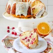 Pinterest image for olive oil orange cranberry cake.