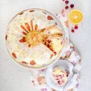 Pinterest image for olive oil orange cranberry cake.