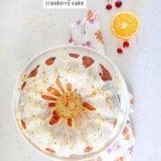 Pinterest image for olive oil orange cranberry cake.