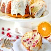 Pinterest image for olive oil orange cranberry cake.