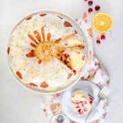 Pinterest image for olive oil orange cranberry cake.