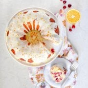Pinterest image for olive oil orange cranberry cake.