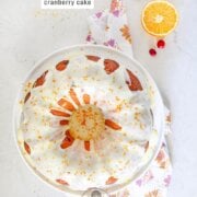 Pinterest image for olive oil orange cranberry cake.