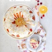 Pinterest image for olive oil orange cranberry cake.