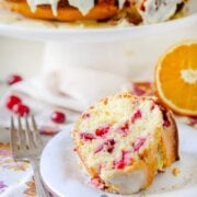 Pinterest image for olive oil orange cranberry cake.