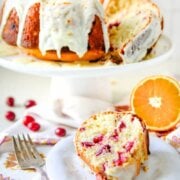 Pinterest image for olive oil orange cranberry cake.