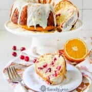 Pinterest image for olive oil orange cranberry cake.