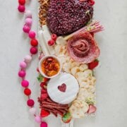 Pinterest image for valentines charcuterie board.