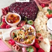 Pinterest image for valentines charcuterie board.