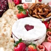Pinterest image for valentines charcuterie board.