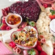 Pinterest image for valentines charcuterie board.
