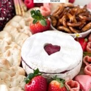 Pinterest image for valentines charcuterie board.