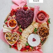 Pinterest image for valentines charcuterie board.