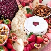 Pinterest image for valentines charcuterie board.