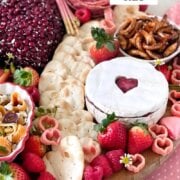 Pinterest image for valentines charcuterie board.