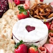 Pinterest image for valentines charcuterie board.