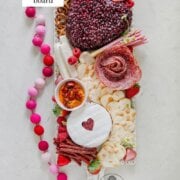 Pinterest image for valentines charcuterie board.
