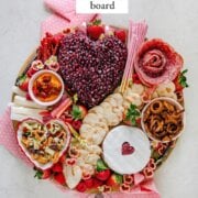 Pinterest image for valentines charcuterie board.