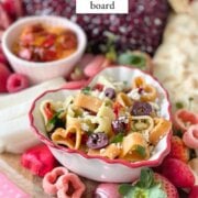 Pinterest image for valentines charcuterie board.