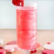 Pinterest image for glittery pink mimosa.